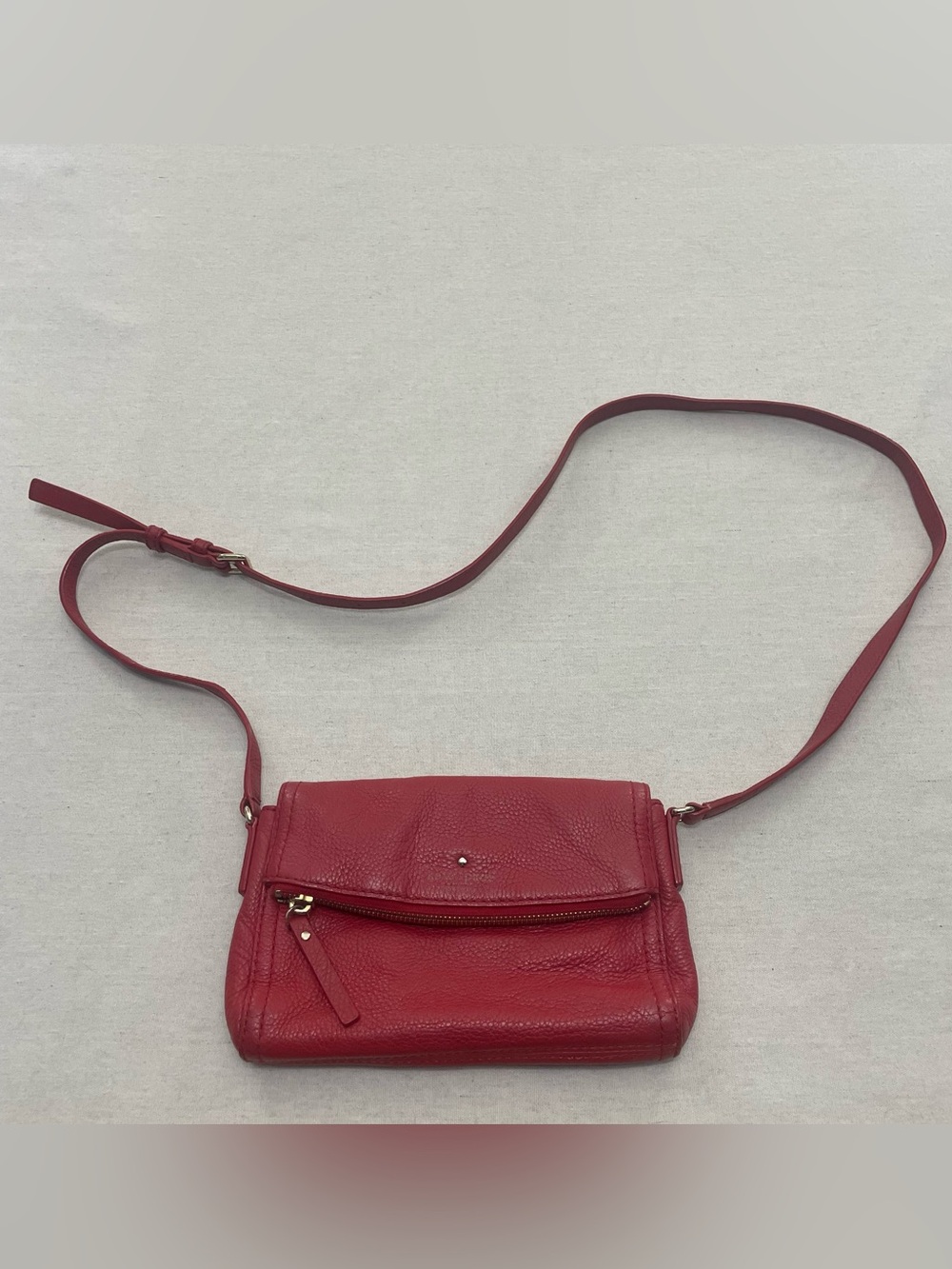 Kate Spade Cobble Hill Mini Carson Crossbody Bag Lined Red Pebbled Cow Leather